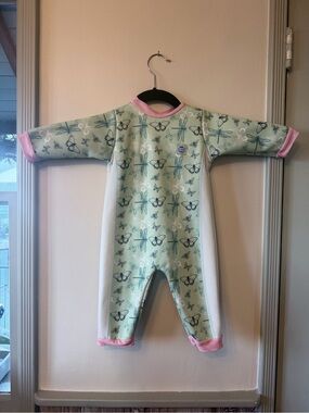 Thermal Swimsuit One Piece Warm by Splash About Kids Green Butterfly & Dragonfly